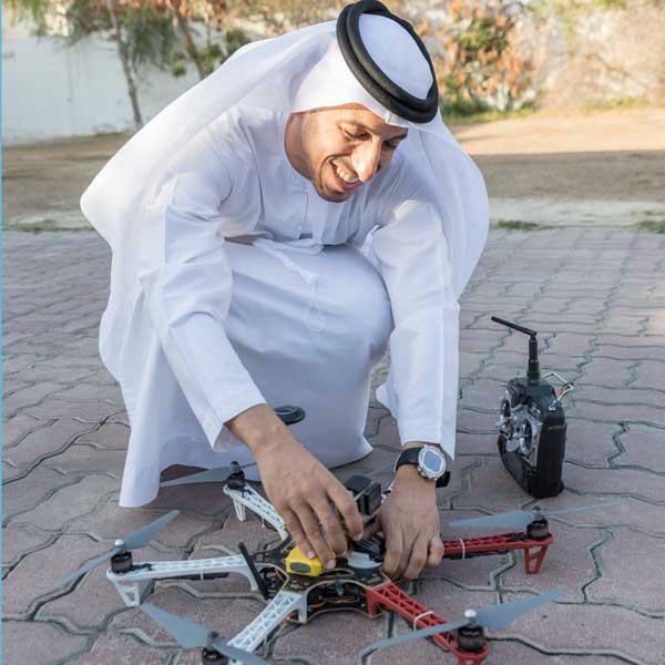 Mohammad Al-Shamsi with a drone