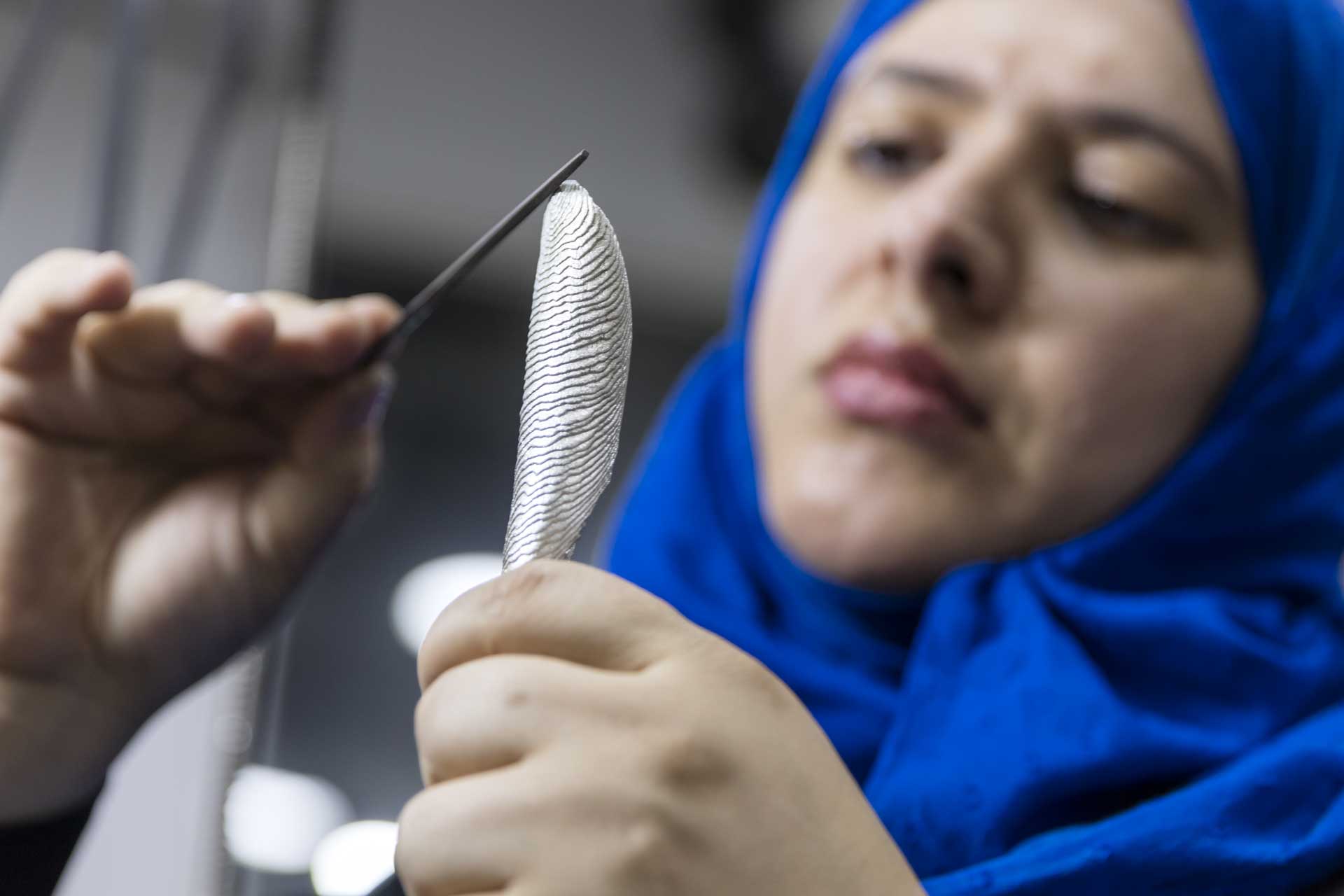 Azza Al Qubaisi, an Emirati jeweller, filing an object