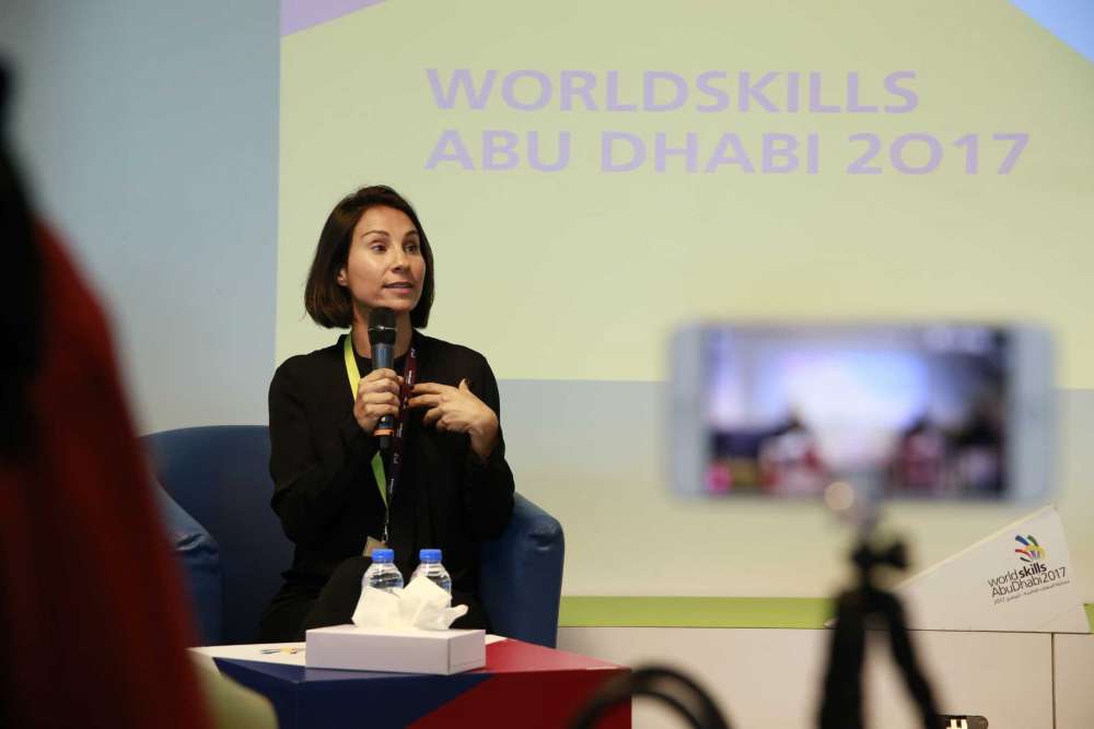 Landscape designer Kamelia bin Zaal speaking at event at the HeForShe event at TwoFour54 on March 8 